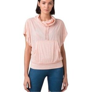 Prana Oceane Pullover Sweatshirt Hoodie Cantaloupe Pink Kangaroo Pocket